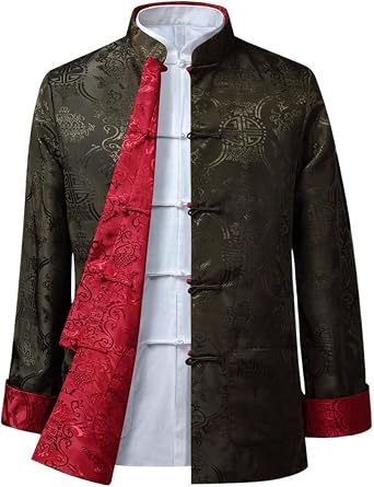 Mens Jacket Tang Suit Chinese Style Thin Middle Aged Spring Autumn Mandarin Collar Casual Coat Top