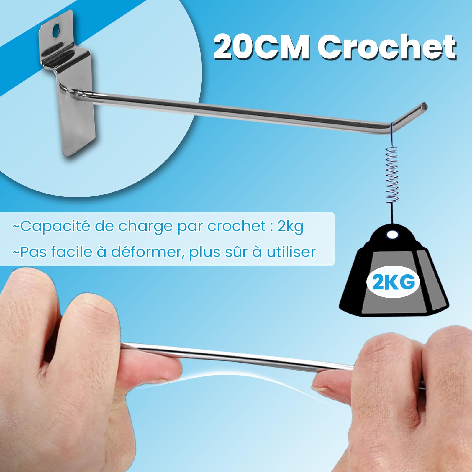 uyoyous Ganci per parete forata, 20 cm, 100 pezzi | Ganci in metallo per pannelli forati, per garage, officina, negozio, scaffale