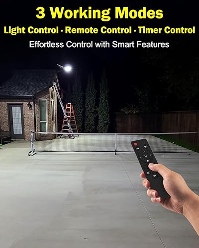 Miniatura 6 de Engrepo Farola solar al aire libre, 20000LM luces solares de estacionamiento comercial del atardecer al amanecer exterior, luz de inundación LED de