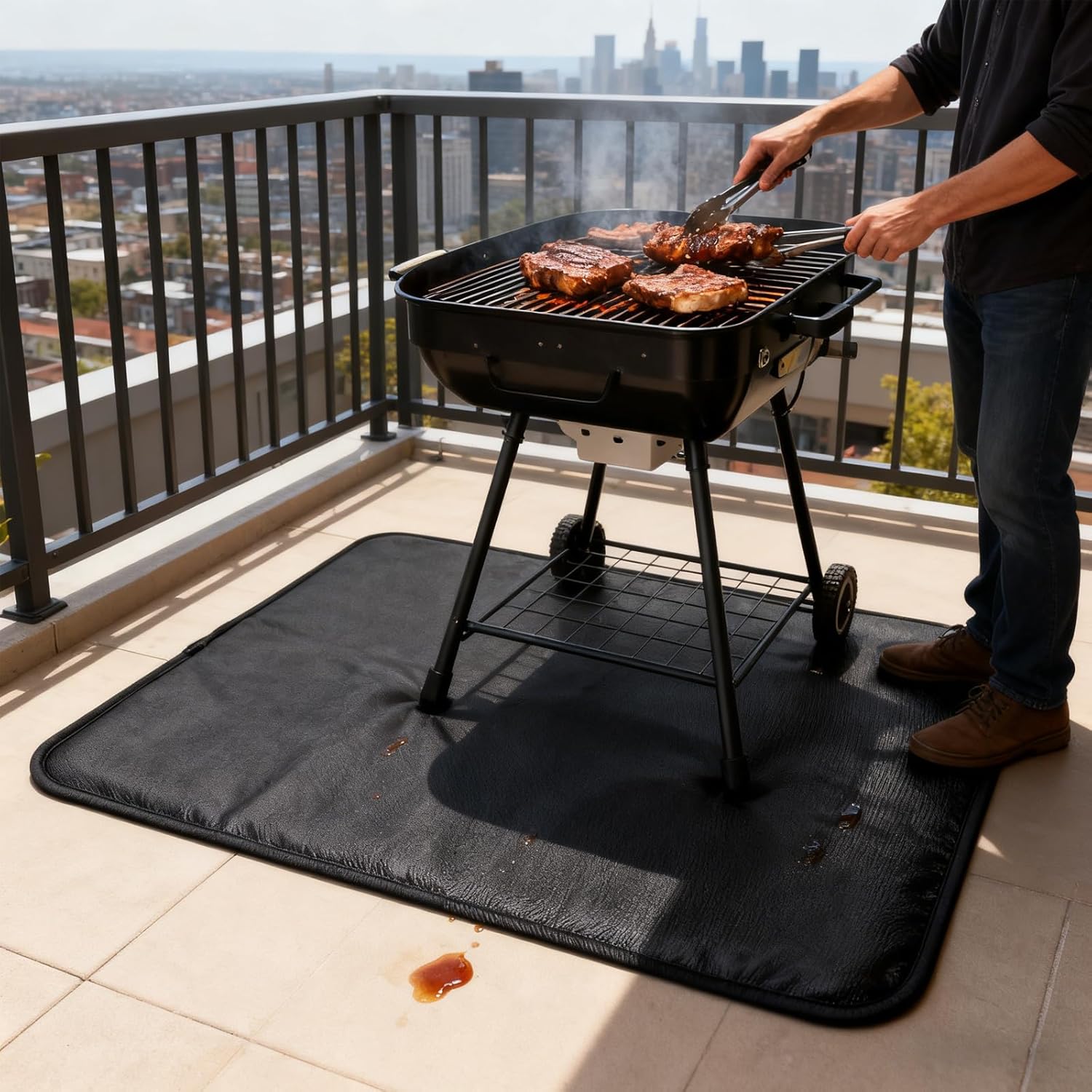 Flexible BBQ Mat with Heat Resistance for Grilling Oil Not Slip Constructed of Glass Fiber BBQ Mat