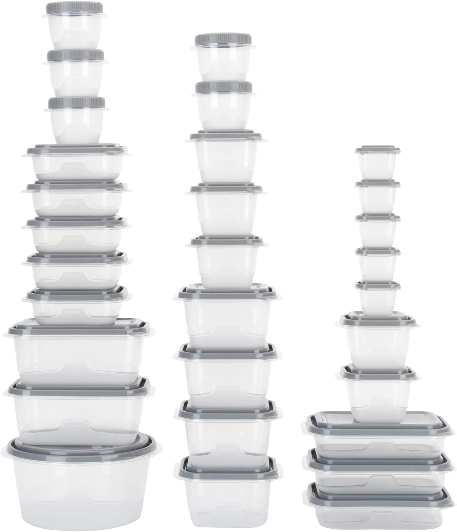EveryWare 60pc Container Set, BPA Free - 60-Piece Food Container Set, Microwave and Freezer Safe, Embossed Measurements, Secure Lids