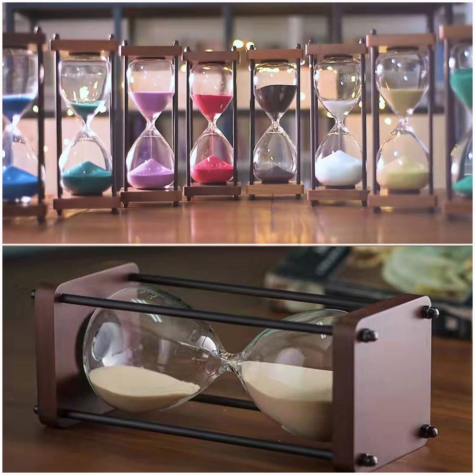 Sanduhr-Timer, Sanduhr, 15–30 Minuten, große Sanduhr aus Holz, Schwarze Sanduhr-Dekoration, Esszimmer, Wohnzimmer, Schrank, Büro, Schreibtisch, Schlafzimmer, Sanduhr, kreatives Geschenk. (Color : YEL