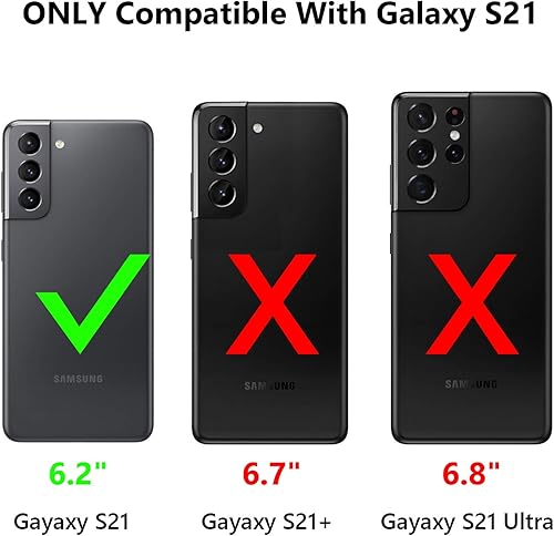 Miniatura 7 de Vofolen Funda para Galaxy S21 con 4 tarjetas, funda con tapa para tarjeta de crédito, ranura trasera, doble capa, protección híbrida, carcasa rígida