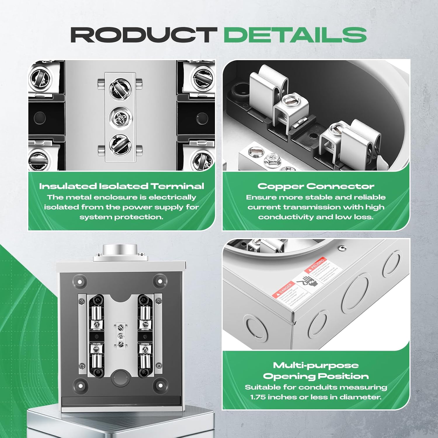 Meter Socket 100 Amp, 4-Jaw Meter Base Meter Socket 600V Single Phase 3-Wire with Horn Bypass Compatible with Overhead or Underground Service Installation