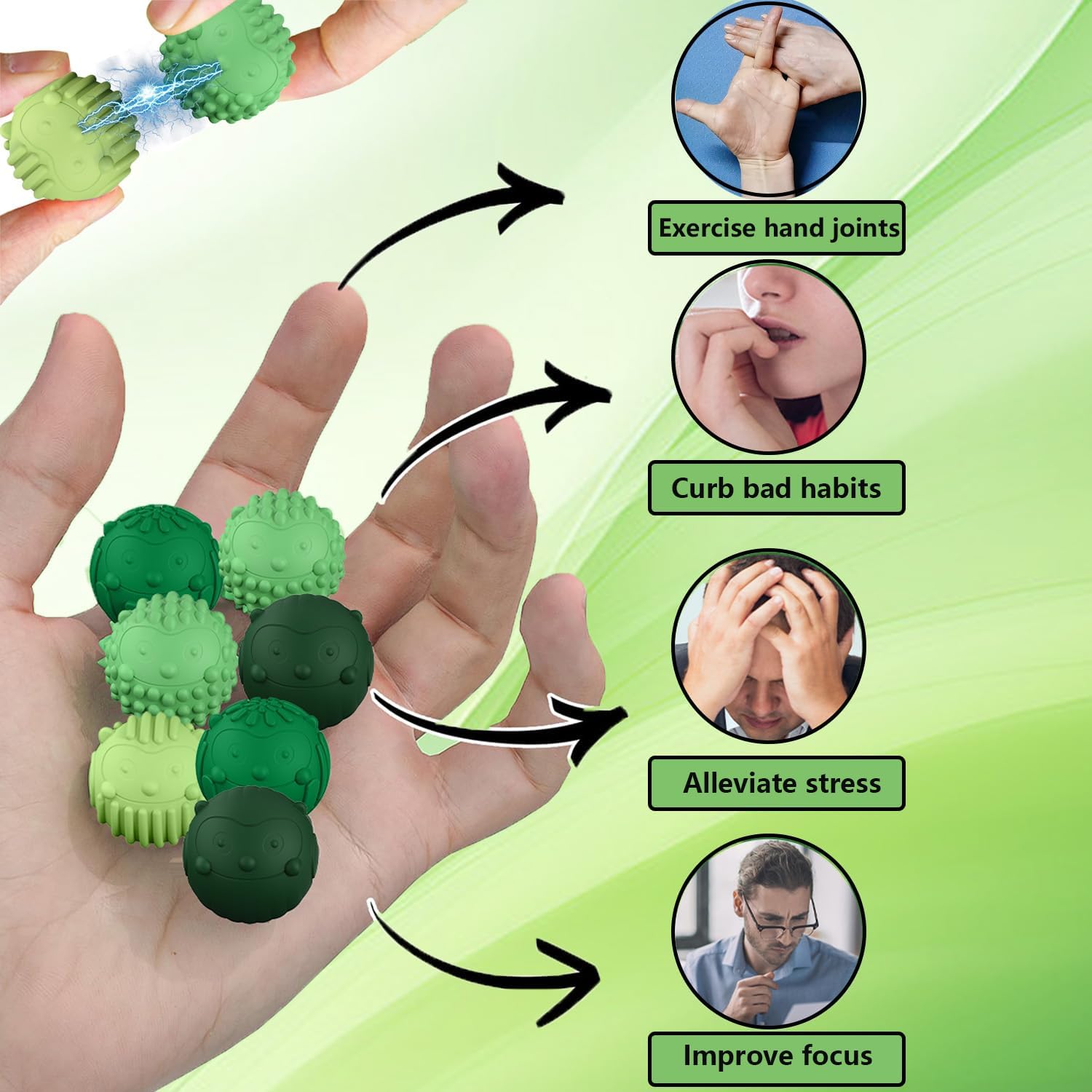 Magnetic Sensory Fidget Balls，8pcs Silent Fidgets Roller for Adults and Teens,Silicone Stress Relief Balls for Stress Relief ,Magnetic Stress Fidget Balls for Office/Classroom