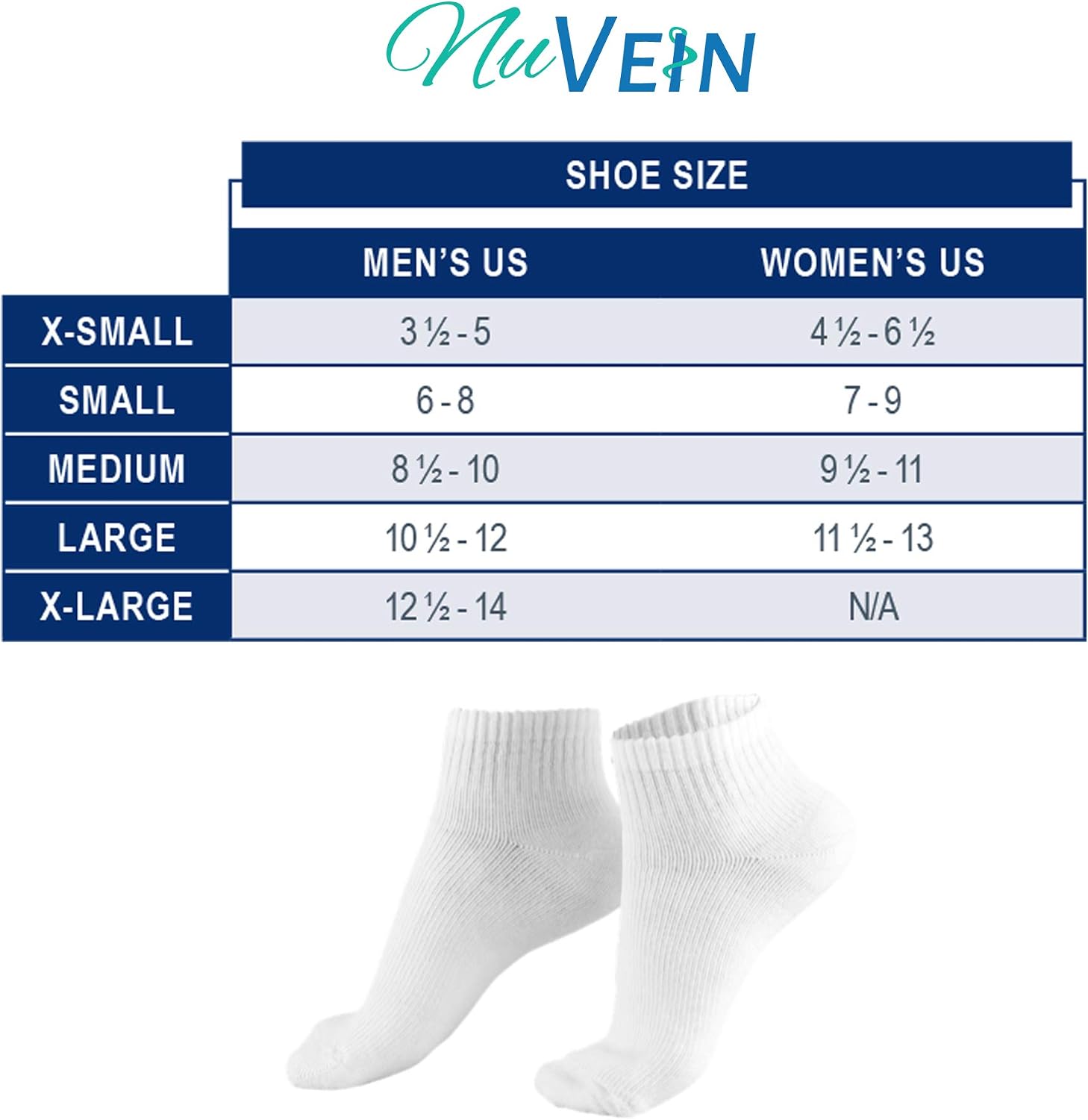 Nuvein Padded Low Cut Socks, 8-15 Mmhg Light Compression, Cushioned Ankle Length, Sensitive', White, X-large