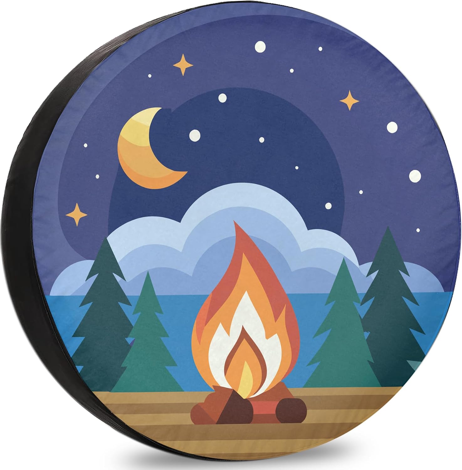Outdoor Nightlife Spare RV Tire Cover Funny – Oxford Fabric RV Van Accessories with Weatherproof, UV-Resistant Protection for Backcountry Travel - 13 Inch