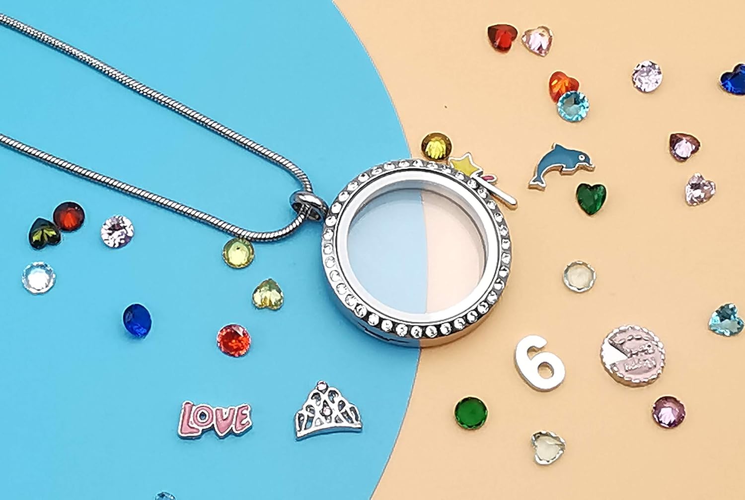 Birthday Gifts for Her, Floating Living Memory Locket Necklace Pendant with Charms & Birthstones for 6th 7th 8th 9th 10th 11th 12th 13th 14th 15th Sweet 16 18th 21st 30th - Image 3