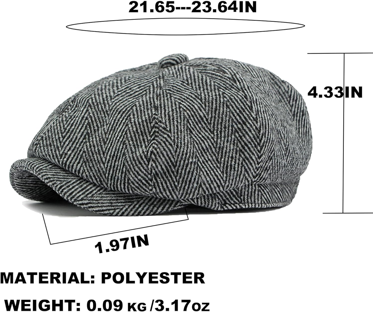 Fashion Men’s Classic Herringbone Hat Newsboy Flat Cap Gatsby Ivy Cabbie - Image 7