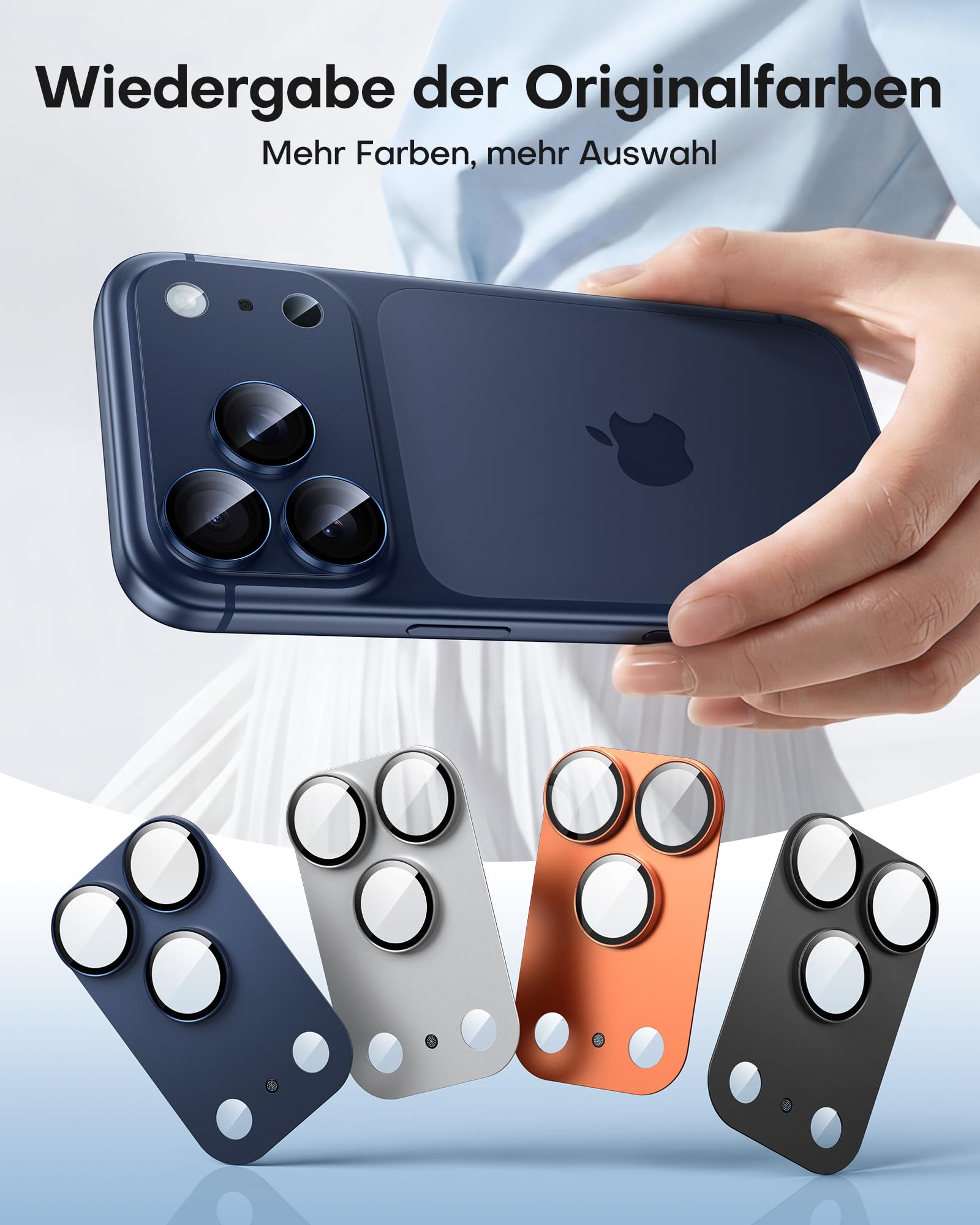 TAURI 2 Stück Kameraschutz für iPhone 17 Pro 6,3", 9H Gehärtetes Glas, Platte aus Aluminiumlegierung Matt, Kratzfestes Kamerafolie, Kamera Linse Schutzfolie - Tiefblau