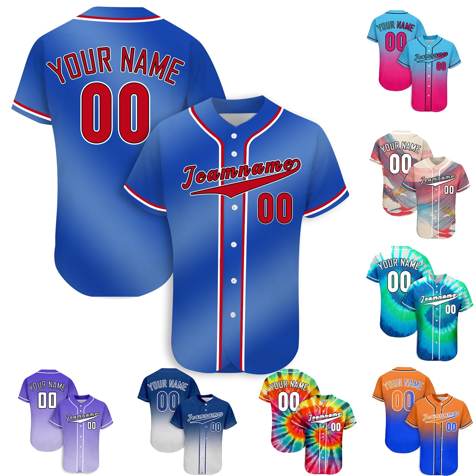 Custom Baseball Jersey Men Button Down Personalized Tee Shirt Sports Fans Print Name Numbers for Women/Kids