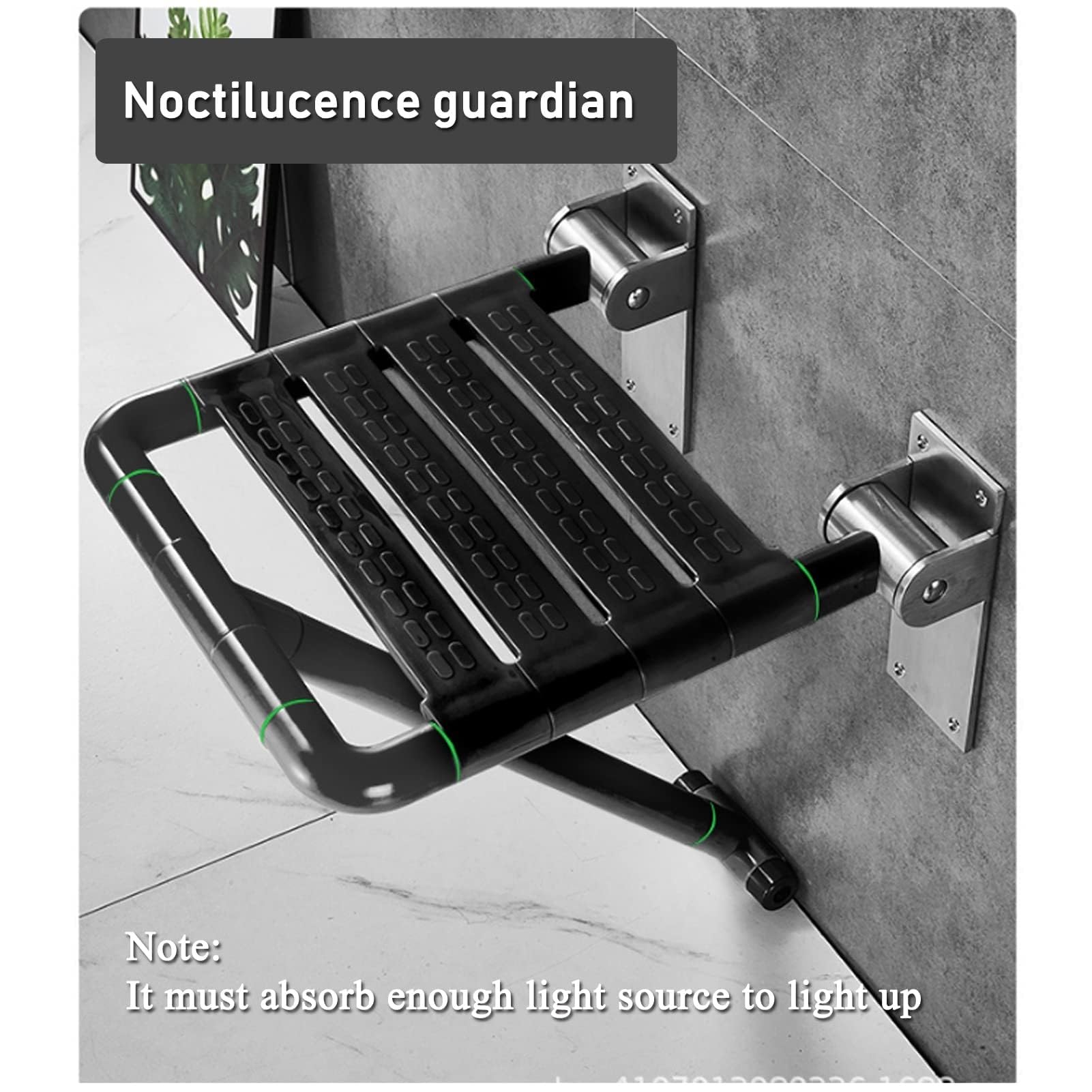 Asiento de Ducha Plegable, Asiento de Ducha Plegable Pared Acero Inoxidable Negro