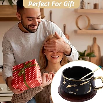 2 Pack 380ml Tea Cup and Saucer Set, Porcelain Cappuccino Cups