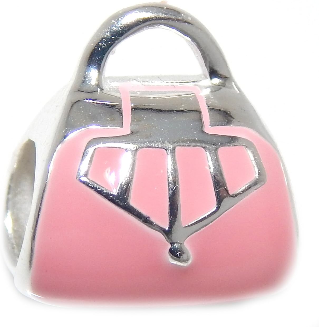 ICYROSE Solid 925 Sterling Silver Woman's Purse Charm Bead (Pink)