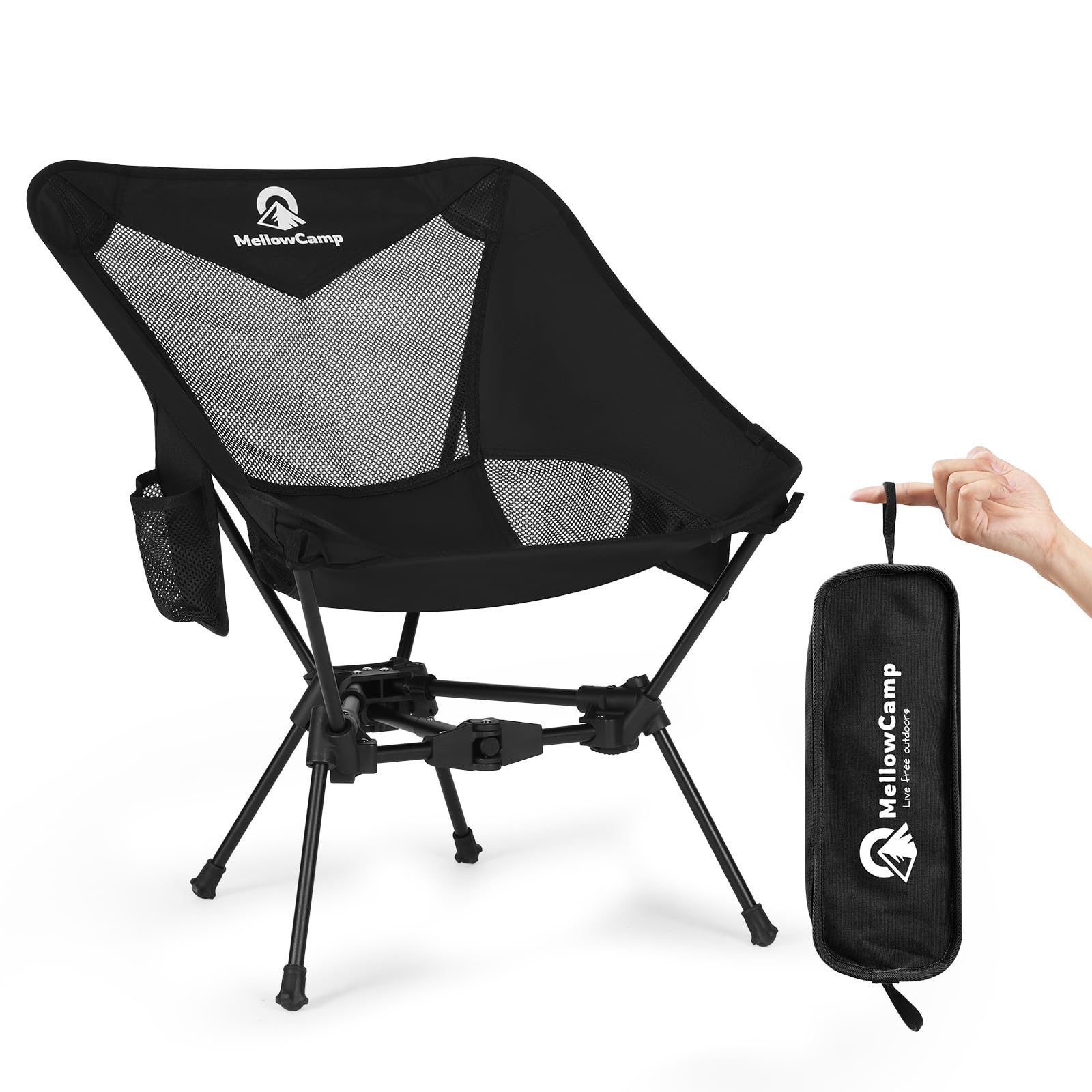 MellowCamp Camping Chair, Ultralight Folding Backpacking Hiking Chair, Compact Portable for Hiking, Camping, Backpacking, Beach, Roadtrip (Dark Night)