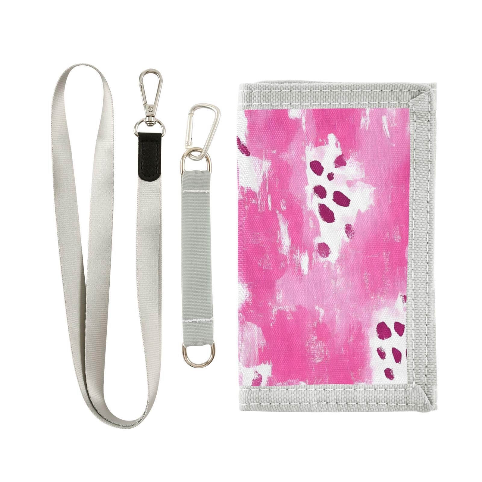 zyrtty Kids Wallets for Boys Girls Ages 4-18 Trifold, Leopard Print Pink White Wallet with Zippered Coin Pocket and Card Holders, Novelty Wallet for Childrens Birthday Gifts