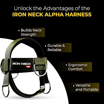 Iron Neck , Versatile Neck Exerciser, Strengthener and Trainer with Adjustable Head and Chin Strap, Portable Head Harness for Weight Lifting, Home and Gym Use