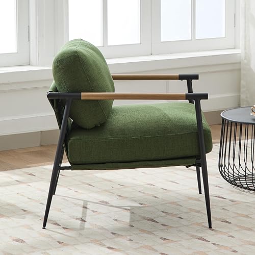 Miniatura 72 de DUOMAY Silla decorativa moderna Mid-Century, cómoda silla de sherpa para sala de estar, dormitorio, oficina, sillón de respaldo medio con patas de