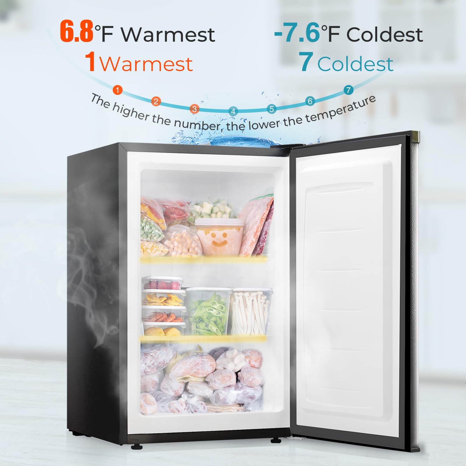 R.W.FLAME 3.0 Cu.Ft Upright Freezer with Reversible Single Door, Mini Freezer with Removable Shelves Small Freezer for Home Kitchen Office (3.0 Cu.ft, Stainless Steel) on Fridge.com