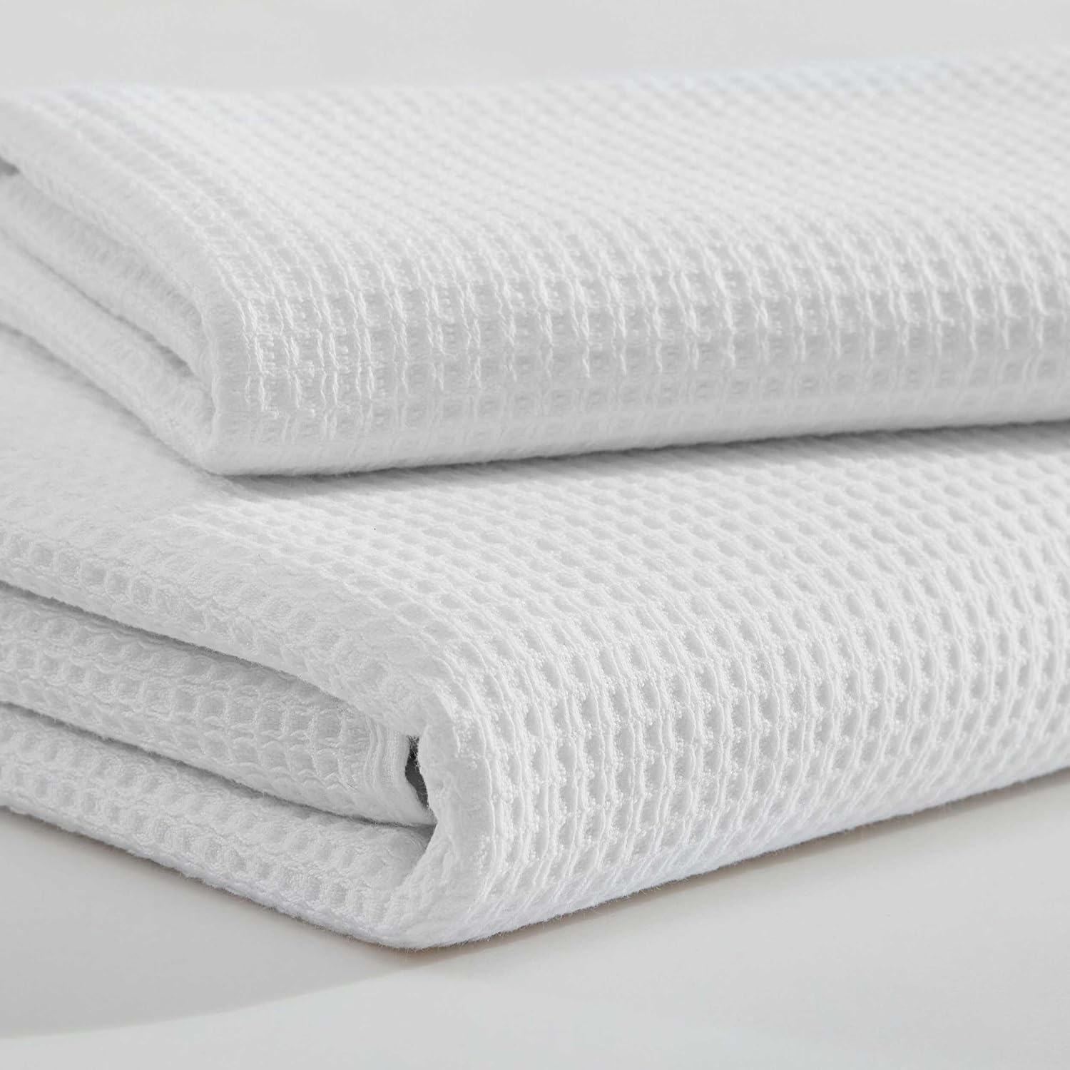 Calvin Klein – Bath Sheets, Soft Cotton with Textured Waffle Front & Terry Back, Lightweight 650 GSM – 2-Piece Towel Set with Hanging Loop (Eternity White)
