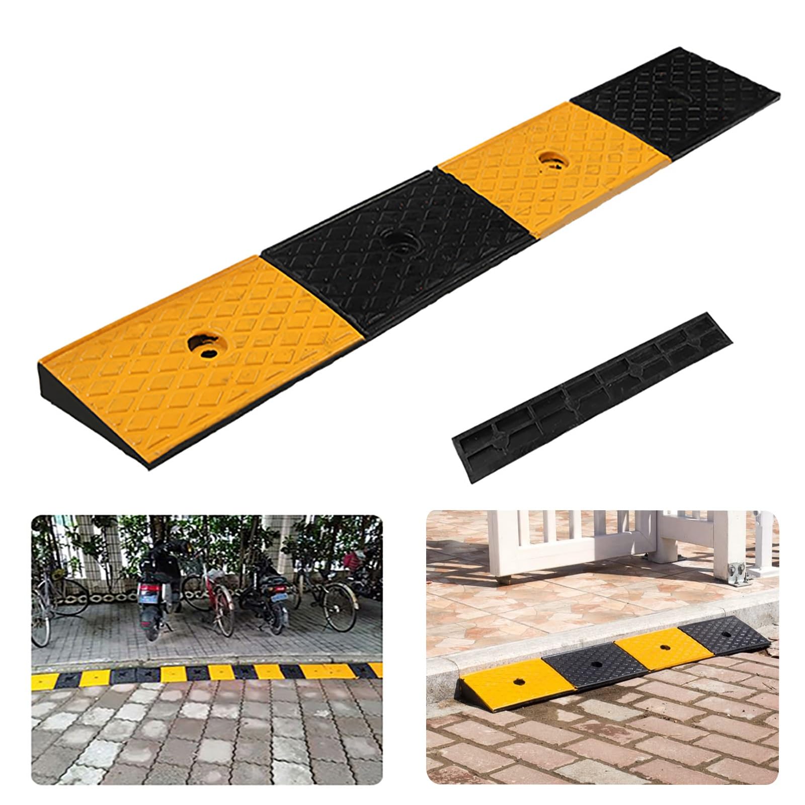 Correttore Di Marciapiede Rampe Di Marciapiede In Gomma, Rampe Portatili Per Soglia Della Porta, Rampa Per Sedia A Rotelle, 1,2-2" Rampa Del Ponte Sul Marciapiede Della Copertura (100x15x3cm)
