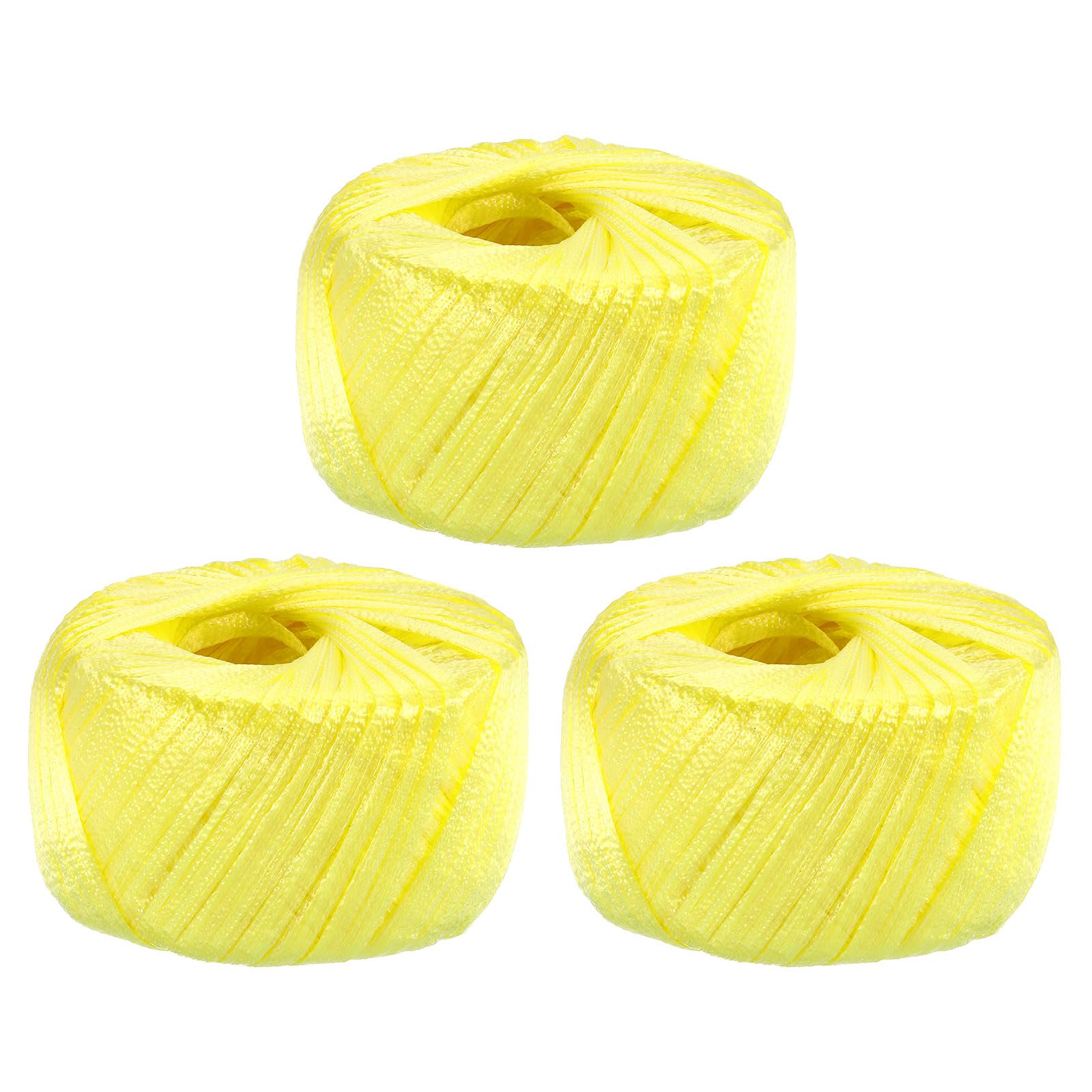 QUARKZMAN Corda in Plastica Poliestere Nylon per Casa, Larghezza 20Mm, Lunghezza 80m/262Ft,Per Imballaggio Giardinaggio Artigianato Confezione da 3 (Giallo)