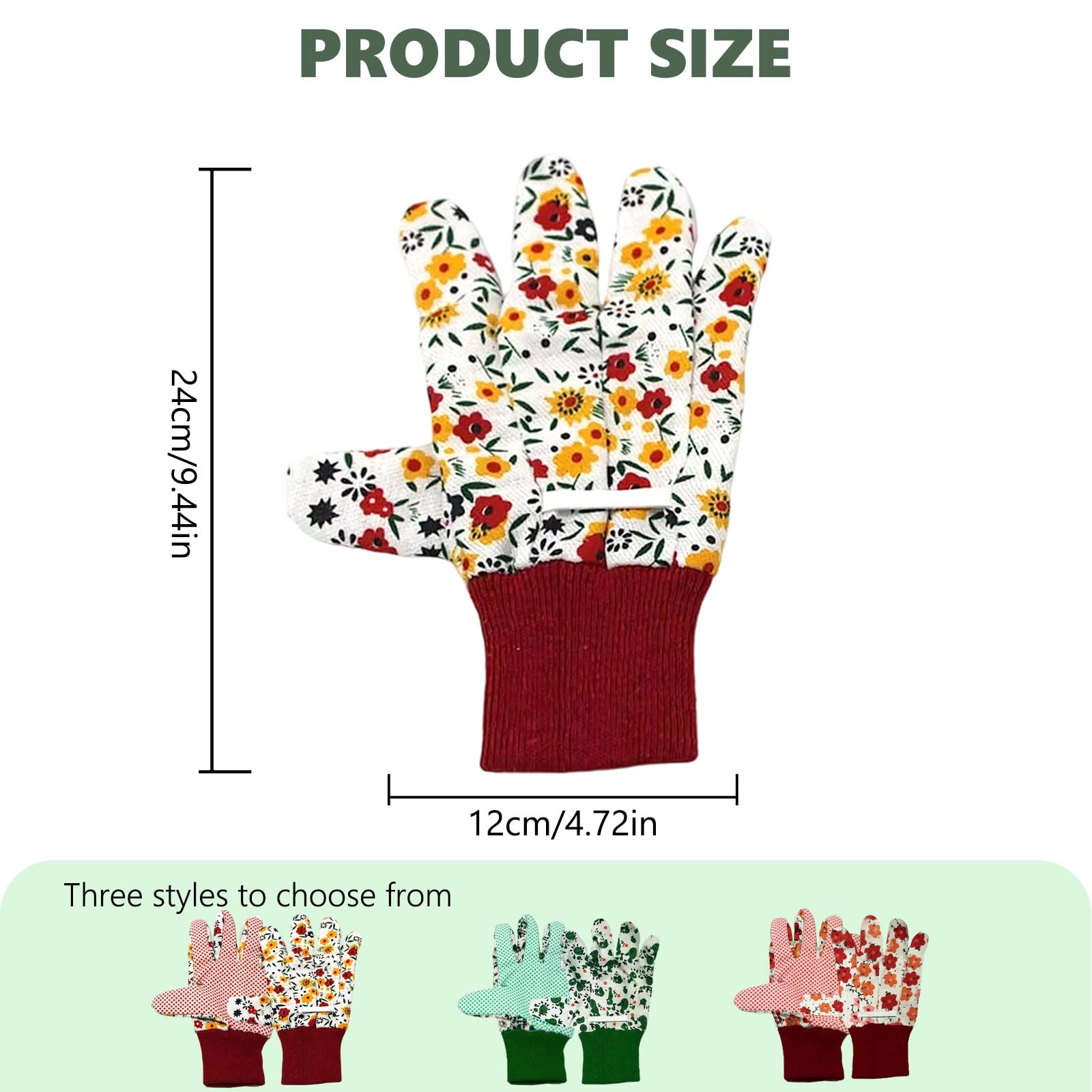 TNSOYCA 3 works Gardening Gloves for Women Kids Safety Work Gloves with Elastic Cuffs and Non-Slip PVC Dots for Yard Farm - Image 2