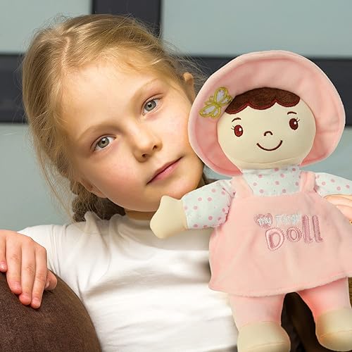 Miniatura 7 de Linzy Felpa, My First Doll con sombrero, muñeca de bebé de felpa súper suave, segura para todas las edades, Mi Primera Muñeca, muñeca de peluche de