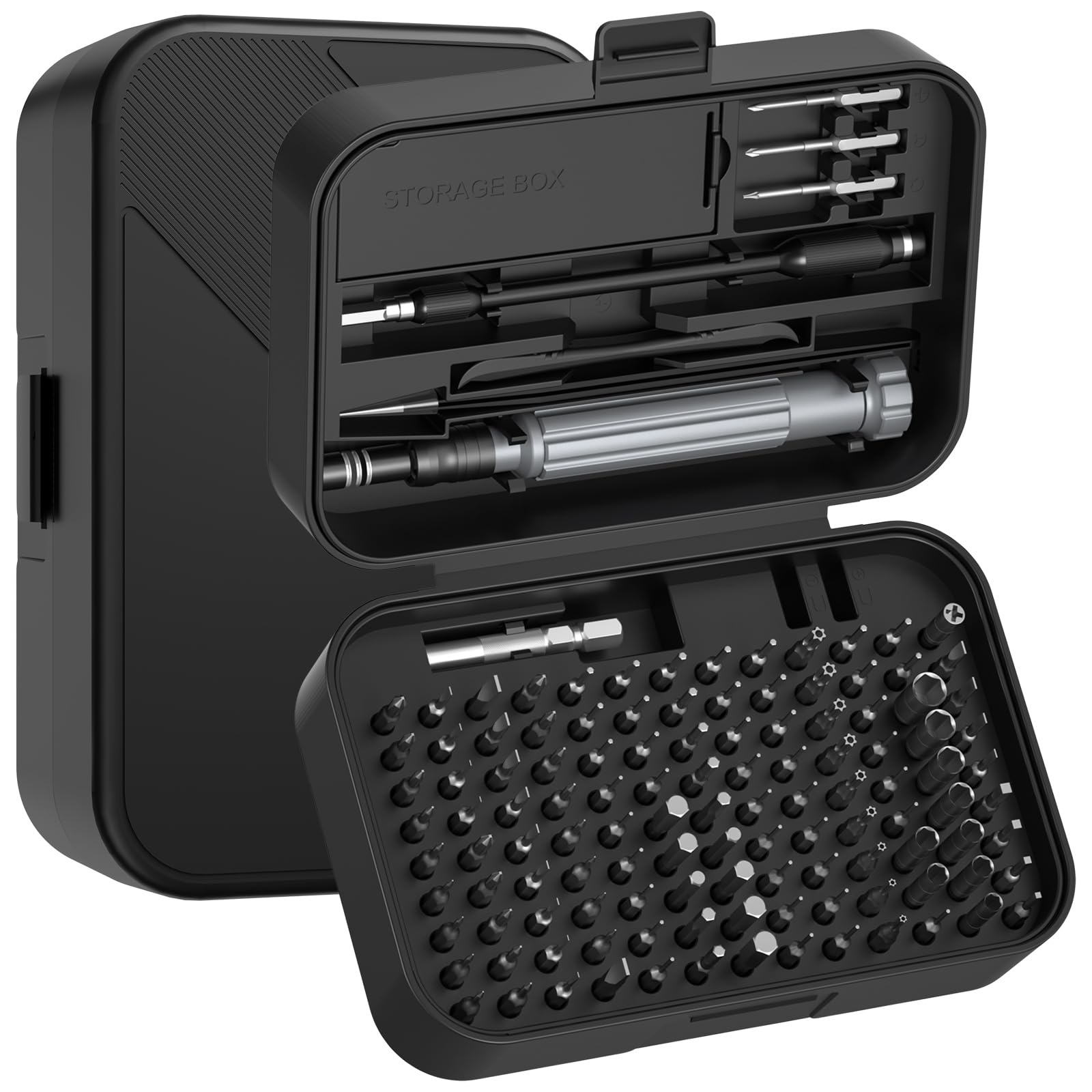 SOONAN - Juego de destornilladores de precisión, kit de herramientas electrónicas 150 en 1 con juego de destornilladores magnéticos de 120 puntas y juego de herramientas de 30 bits, práctica