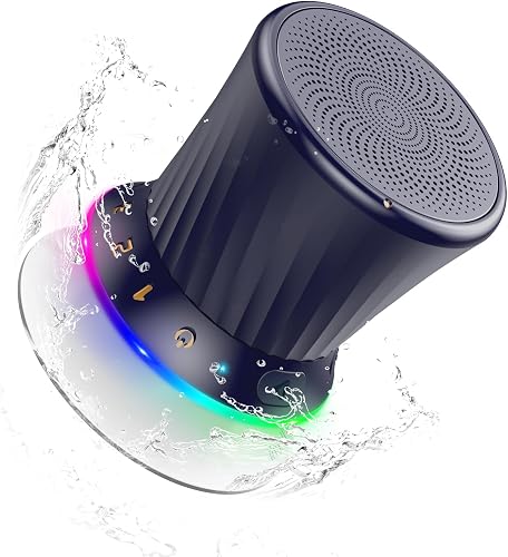 Bluetooth Shower Speaker, IPX5 Waterproof Portable Speaker with Suction Cup, Deep Bass Mini Bluetooth 5.3 Speaker with Built-in Mic, 8H Playtime for Bathroom, Pool & Travel Blue