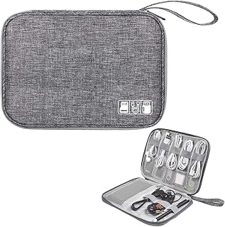 Electronic Organizer Travel Cable Organizer Bag Digital Accessories Storage Case with Dividers for Hard Drives, Portable Charger, Cables, Phone, USB, SD Card(Grey)