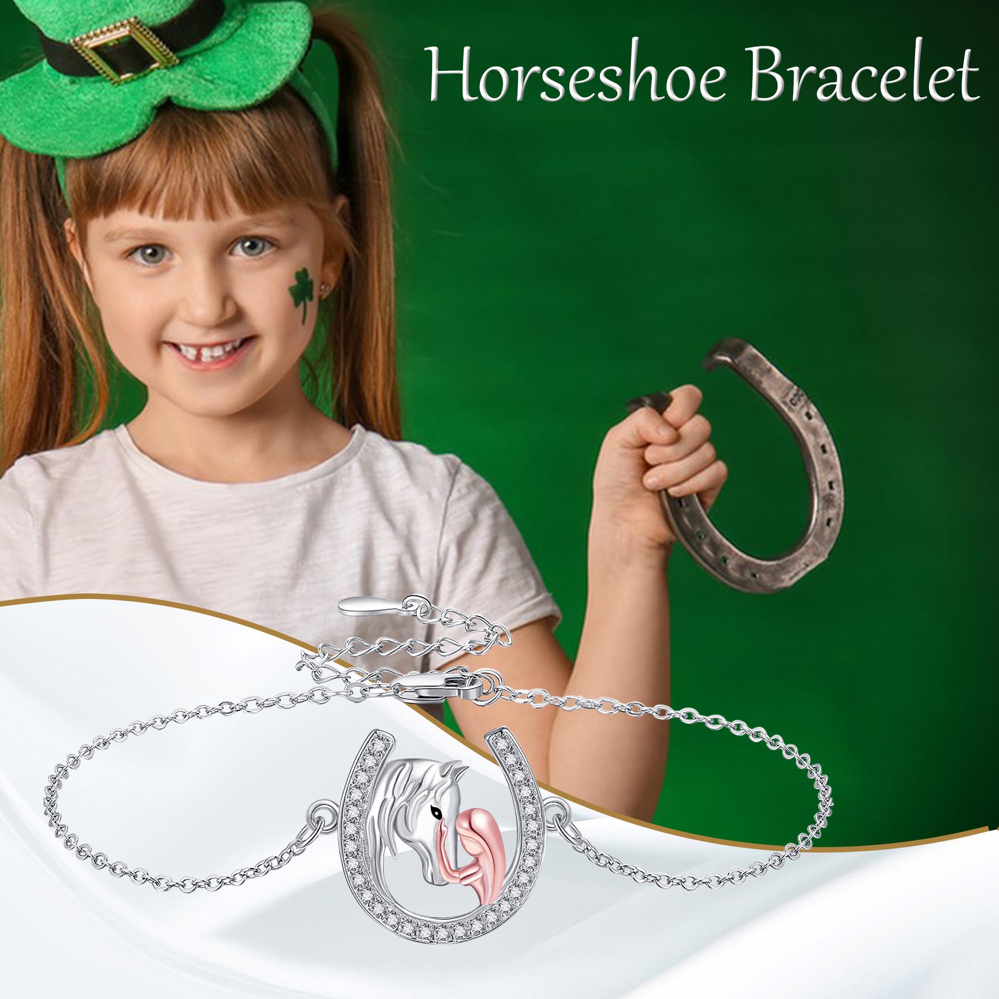 Bracelet fer à cheval en argent sterling 925 avec mors et fer à cheval - Cadeau pour femme, 9 inches, Argent sterling, No Gemstone