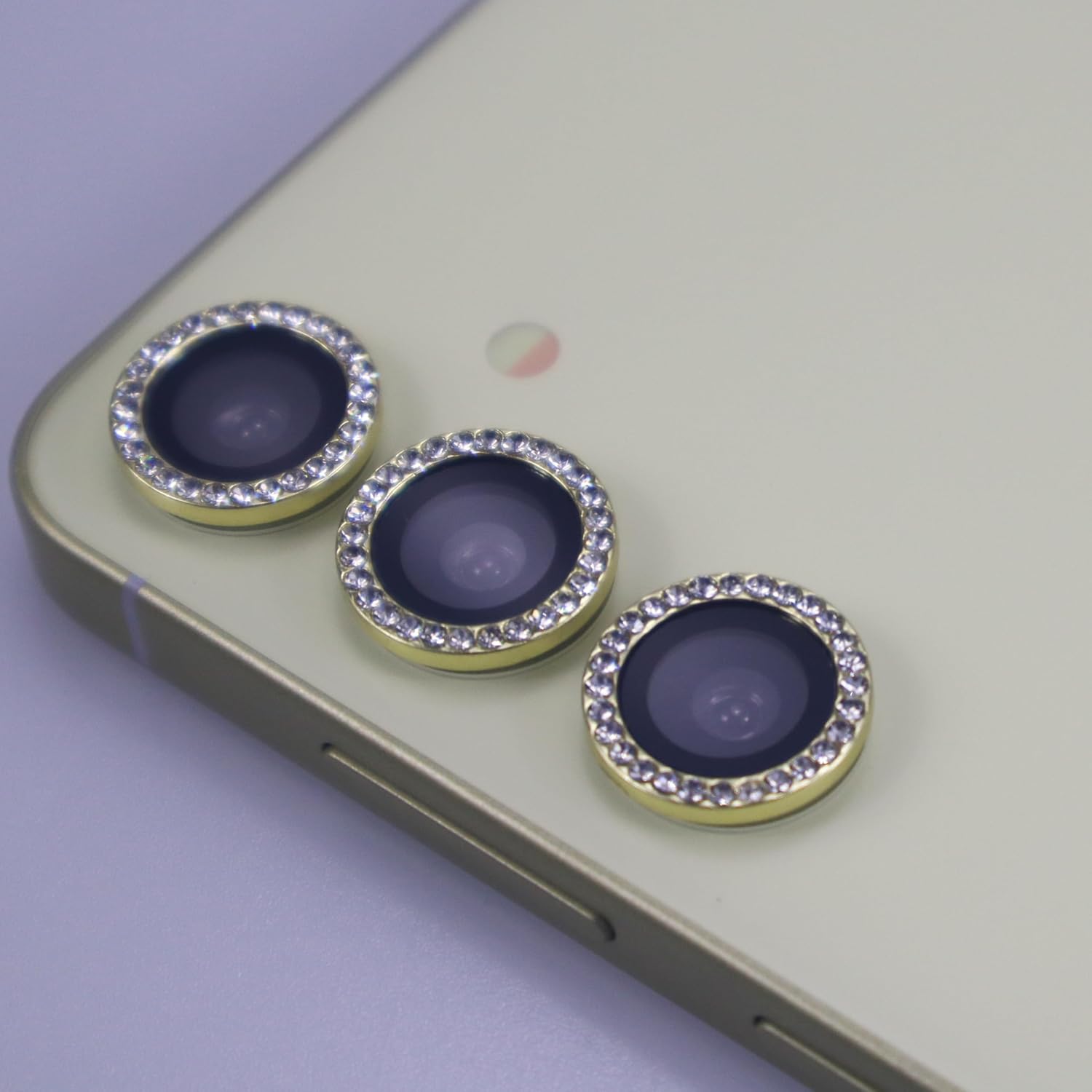 BONVAN for Samsung Galaxy S24 Camera Lens Protector Bling Glitter Diamond Metal Crystal Tempered Glass Screen Accessories Sparkly Rhinestones Lens Cover for (Gold, S24) image 3