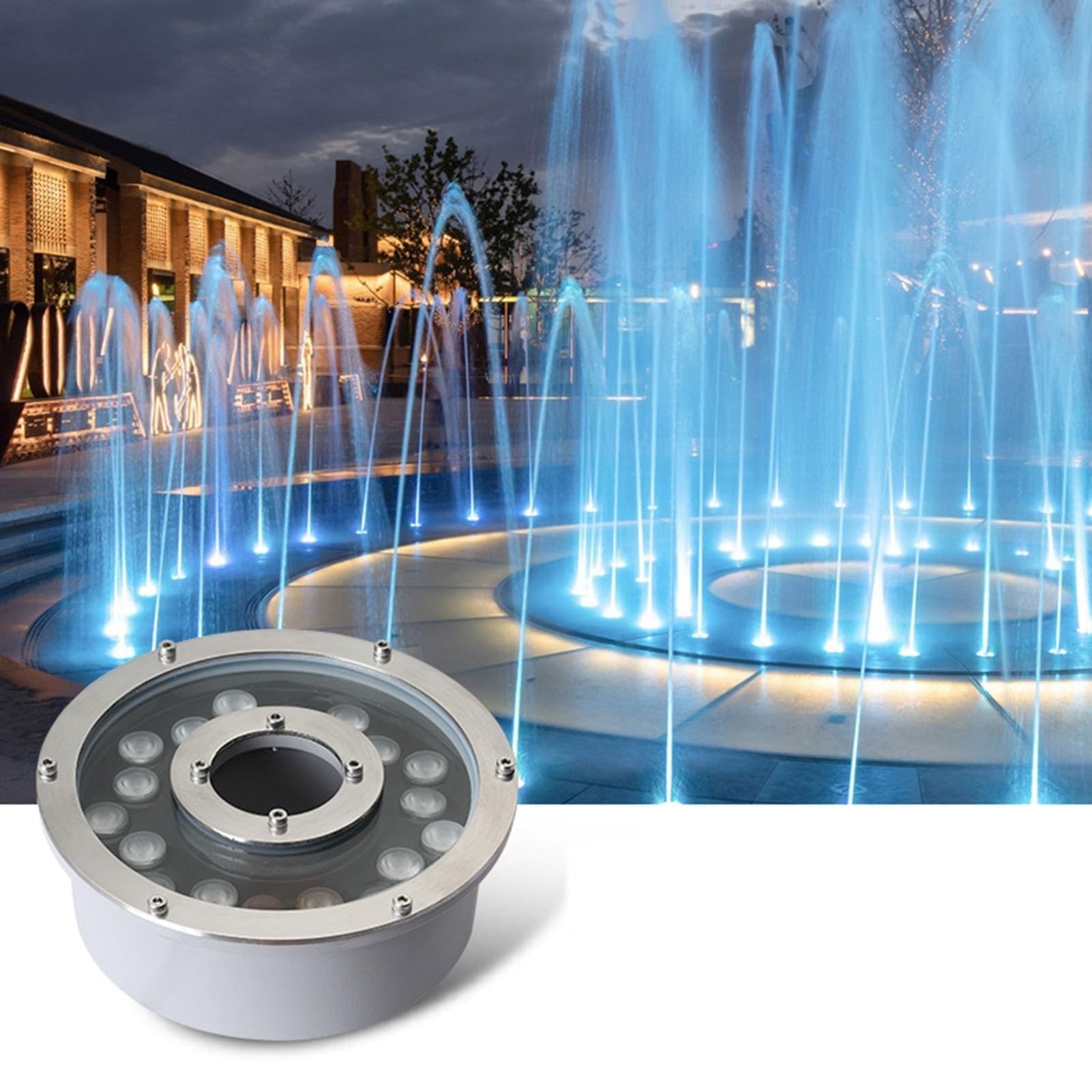 Luce subacquea per stagno 24 W, IP68 impermeabile LED ad anello, faretto a bassa tensione 12 V/24 V per piscina, giardino e acqua