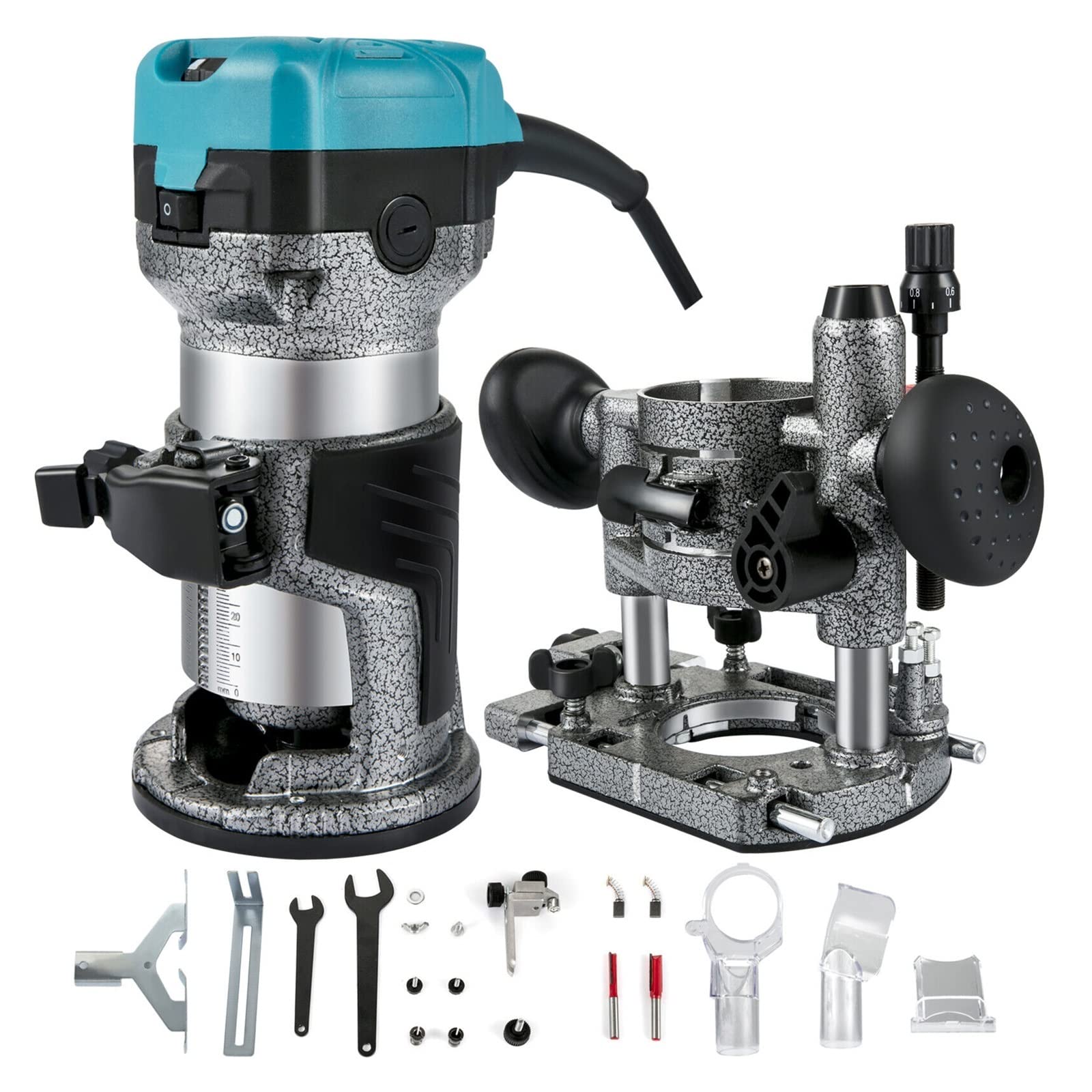 Woodworking Electric Trimmer Hand Wood Router Machine Power Carpentry Tools for Trimming Slotting Milling Grooving Carving(Fixed Plunge-A)