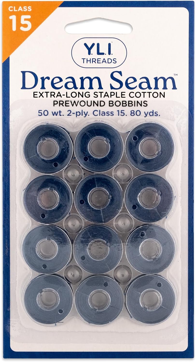 YLI Cotton Quilting Thread – 50 wt Egyptian Cotton for Piecing & Quilting - Low-lint & Strong - Class 15 Prewound Bobbins - Turning