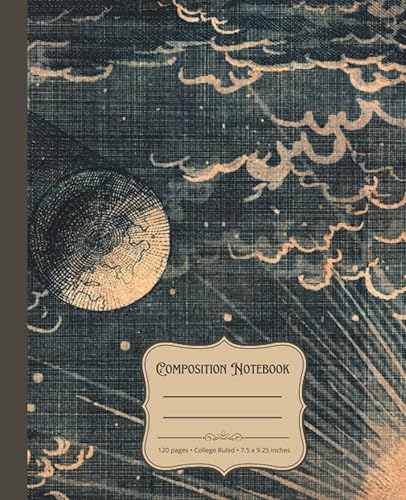 Composition Notebook Vintage Astronomy Illustration Journal with 120 Cream Colored College Ruled Pages