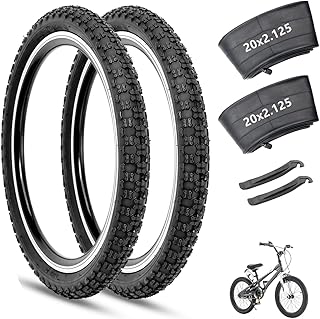 2-Pack 26x1.95/24x1.95/20x2.125 Inch Mountain Bike Tires, Off-Road Bicycle Replacement Folding MTB Tires Set, Schrader Valve Bike Tubes, Bicycle Tire Levers and Tire Liners