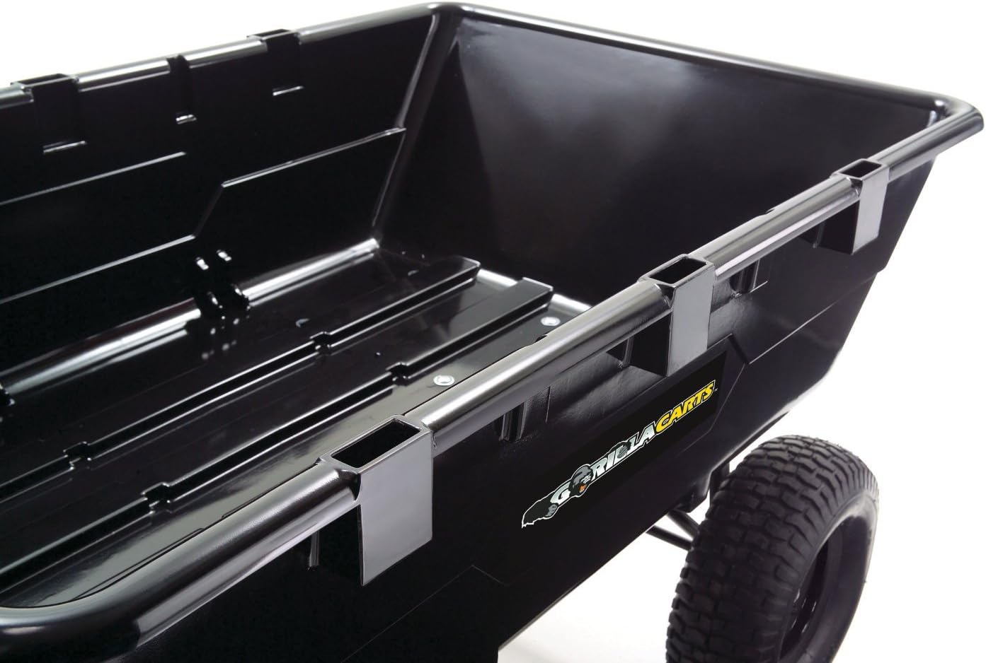 Gorilla Carts GOR2541D Heavy-Duty Garden Poly Dump Cart with 2-in-1 Convertible Handle, 1200-Pound Capacity, 49-Inch by 32-Inch Bed, Black Finish