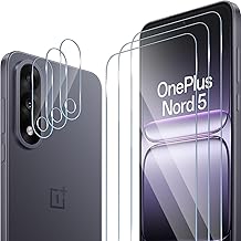 ELYCO Screen Protector Compatible with OnePlus Nord 5 for Tempered Glass, Pack of 3 Screen Protectors & 3 Camera Protection, 9H Hardness Anti-Scratch, HD Clear Protective Glass