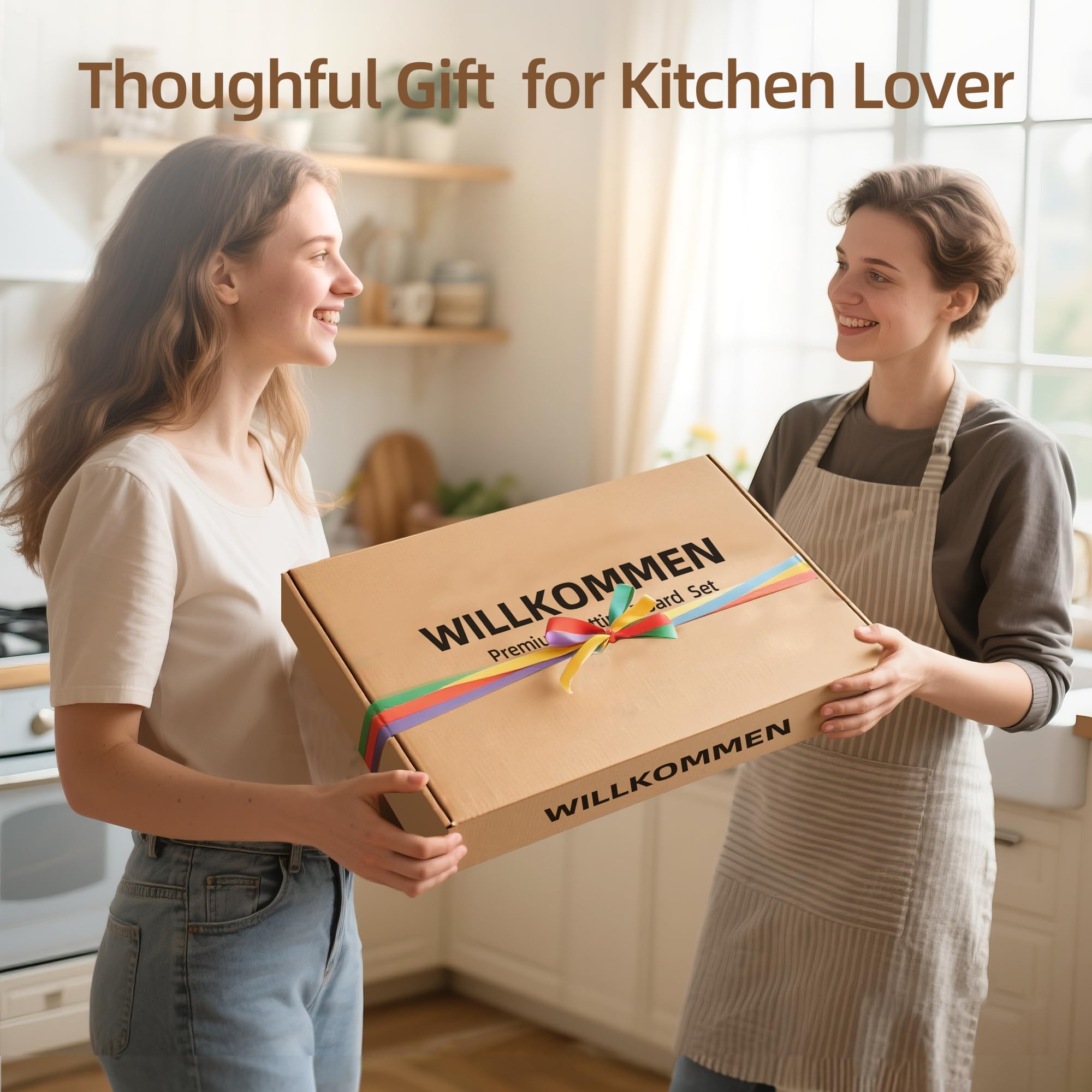 4-częściowy zestaw desek do krojenia z akacji do kuchni, deska do krojenia z litego drewna z rowkiem na sok, idealna do wędlin i łatwego krojenia mięsa, warzyw, chleba