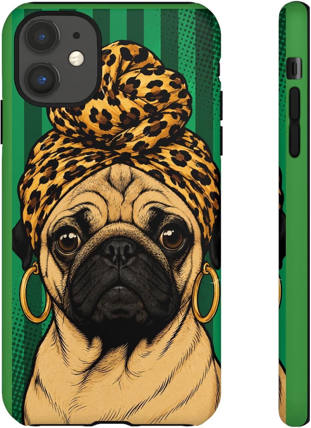 Pug Silk Headwrap Phone Case Fashion Dog Lover Gift Matte image 4