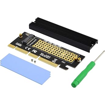 PCI Express 3.0 4X 8X 16x to M.2 NVMe and AHCI SSD Adapter Card with Heatsink Without Bracket and Compatible with Samsung 960 970 EVO PRO WD Black and More