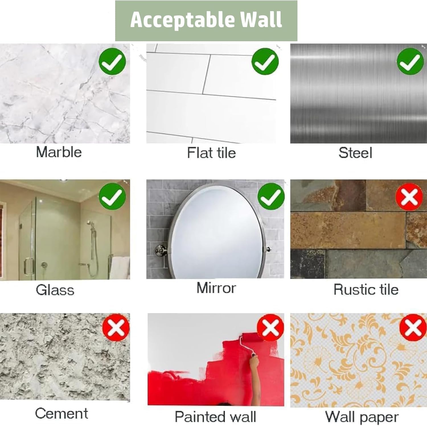 Green Shampoo and Conditioner Dispenser for Wall Mount, 14oz Clear Glass Shower Soap Bottle for Bathroom, Modern 1 Chamber No Drill, Easy Refill Hand Body Wash Dispensers with Stainless Steel Pump - Image 6