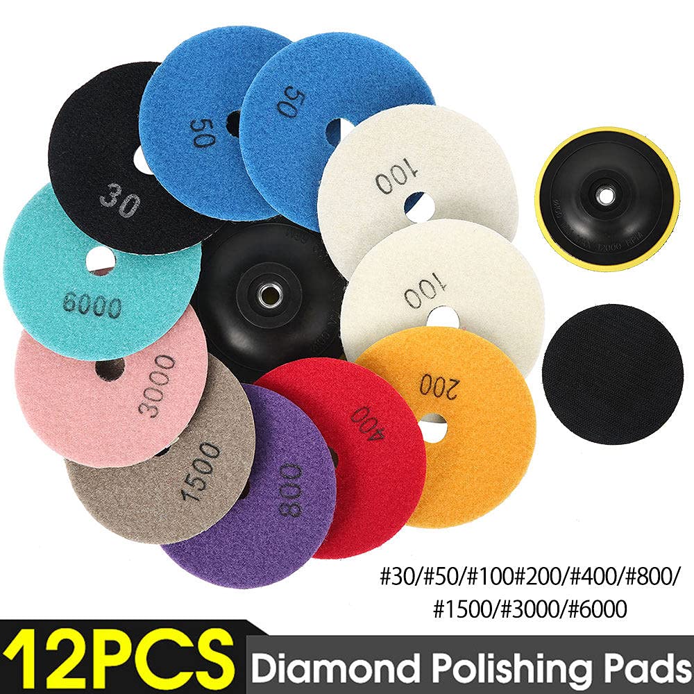 12 pz/set 4 '/100mm Utensili Abrasivi Wet Dry Diamante Tamponi Per Lucidatura Abrasivo Disco Smerigliatrice Per Granito Pietra Calcestruzzo Lucidatrice di Marmo, A