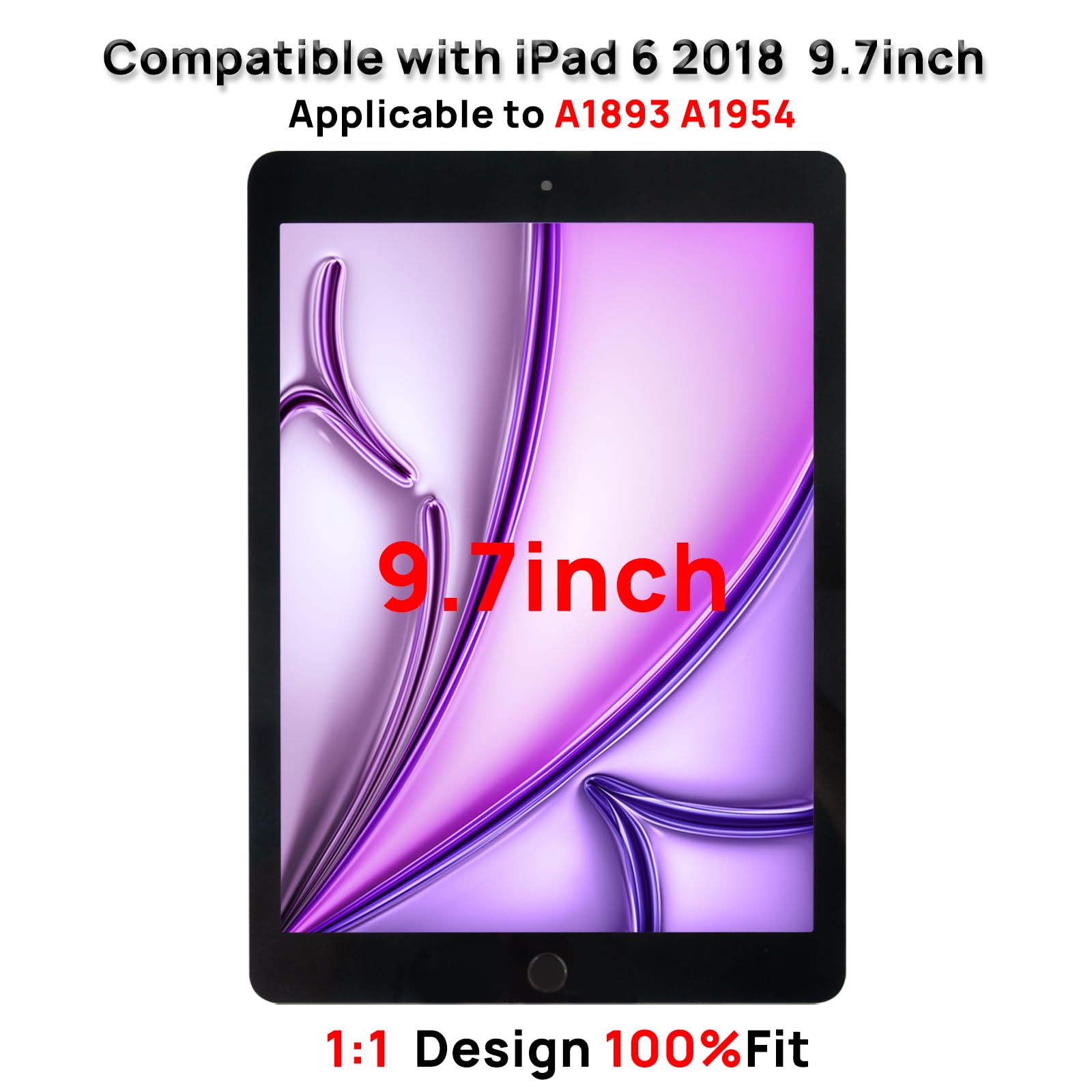Vetro touch di ricambio per iPad 6 (6° generazione) A1893 A1954, ricambio per vetro touch di 6° generazione 9,7'' 2018, kit di riparazione completo con tasto Home