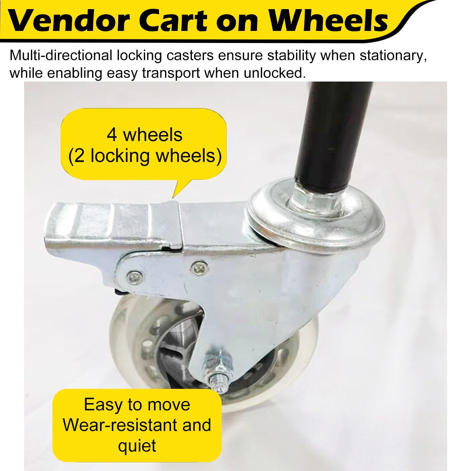 Carritos de Mercado, Carrito Plegable de Metal para Catering con toldo Amarillo y Blanco, Carrito portátil para vendedores de Comida, Puesto de Mercado al Aire Libre para Venta Ambulante, 90