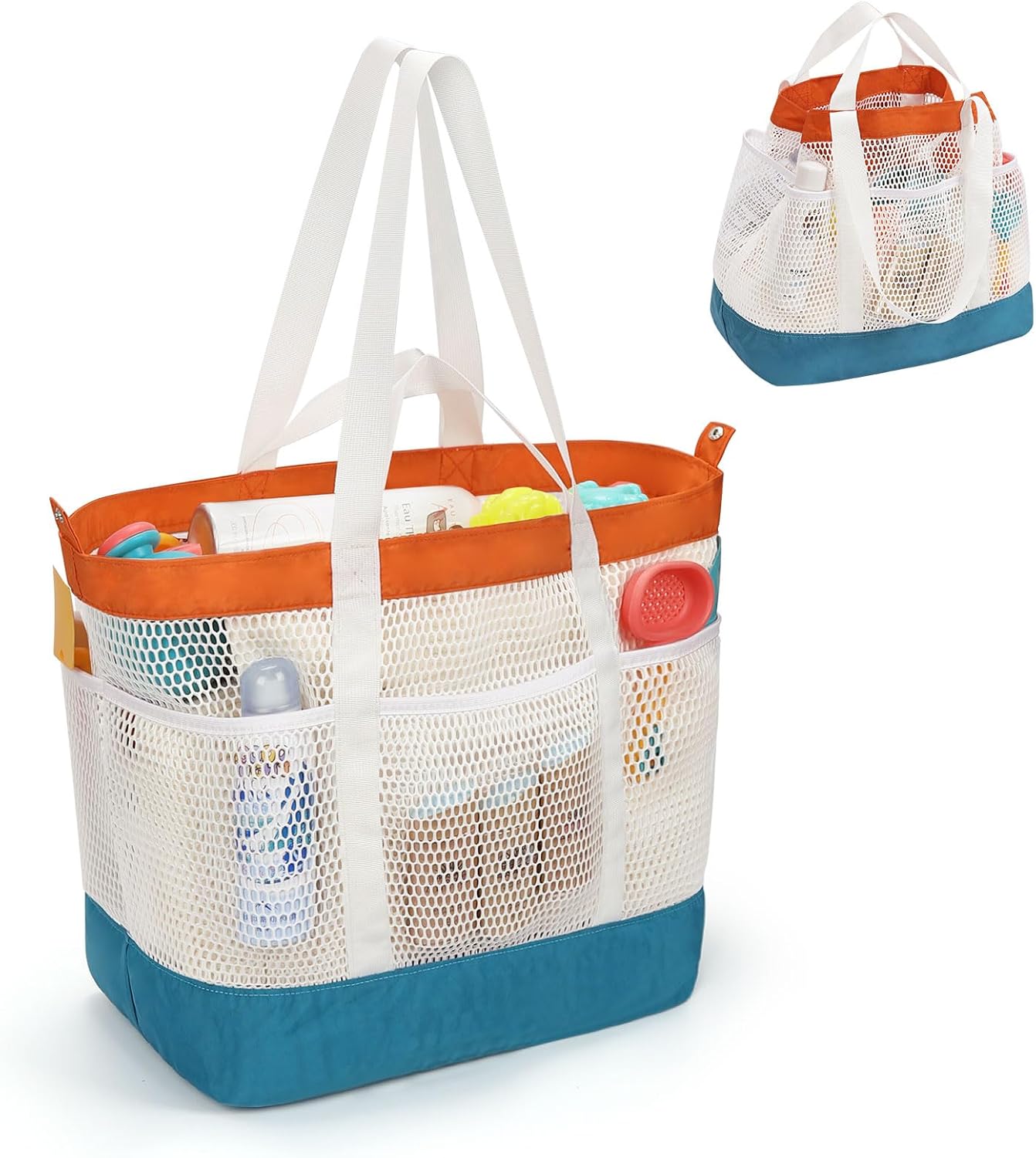 Mesh Beach Bag, Extra Large Beach Bags for Women, Lightweight Foldable Sandproof Tote Bag for Family & Vacation - Image 8