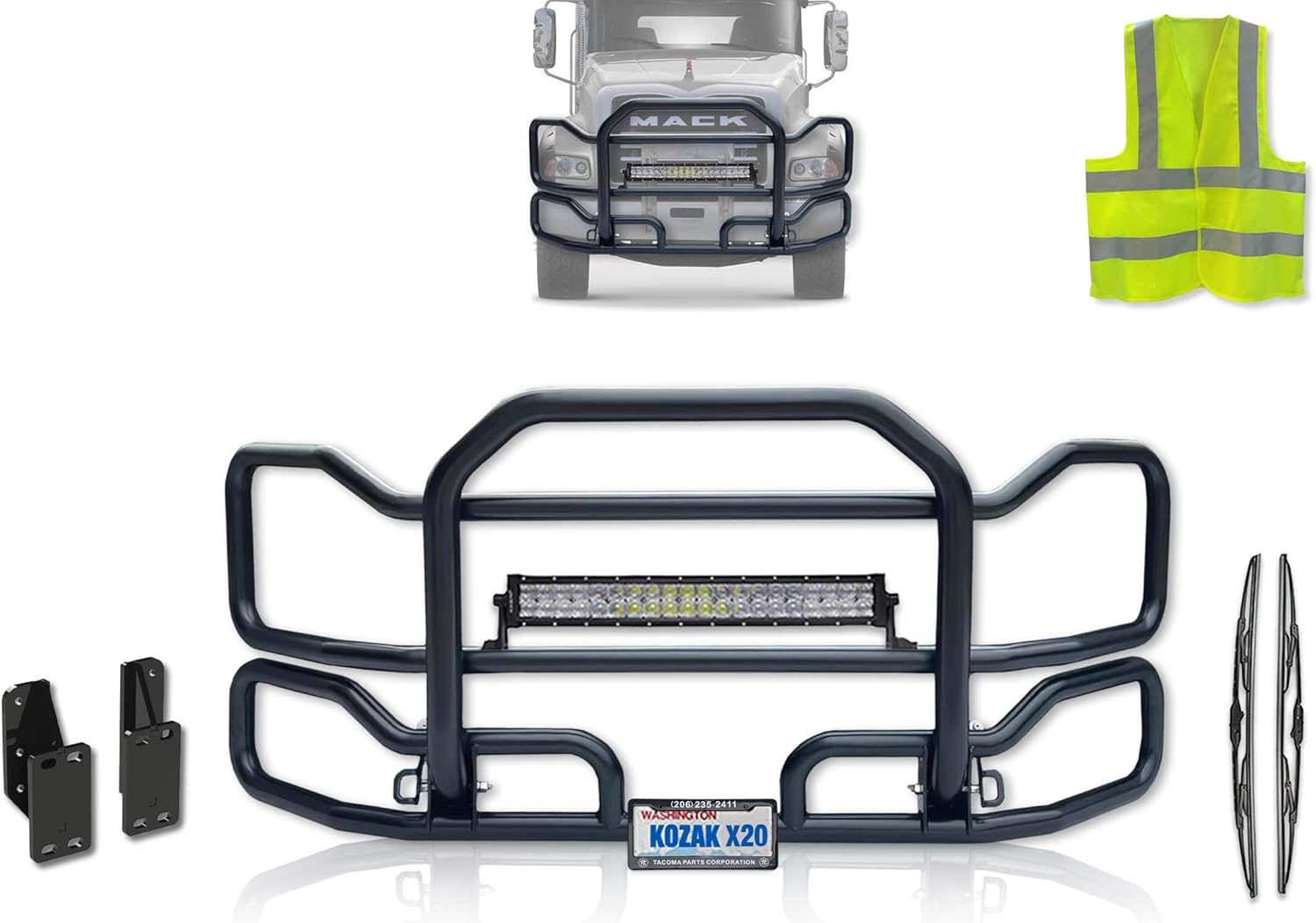 Black Front Grille Deer Moose Brush Bumper Guard Large For Mack Granite