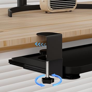 Keyboard Tray Under Desk, Adjustable C Clamp Under Desk Keyboard Tray Slide Out, Ergonomic Desks Extender, Desks Drawer Keyboards Extender, Pull-Out Keyboards Shelf for Space Saver Black